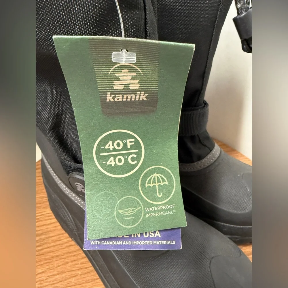 Kamik Kids’ Unisex Black Waterbug 5 Insulated Waterproof Snow Winter Boots